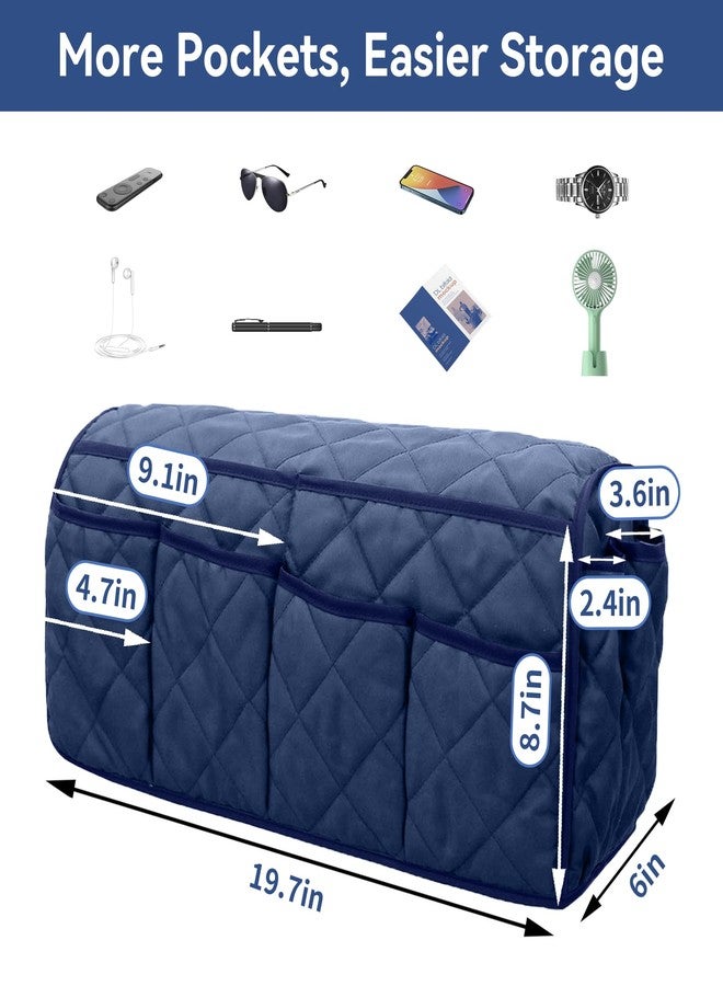 MEHIDFY Armchair Caddy, Waterproof Sofa Armrest Organizer, Non Slip Recliner Organizer, Remote Holder for Recline, Recliner Caddy with 14 Pockets Storage for TV Remote, Phone, Magazine (Blue) - Image 3